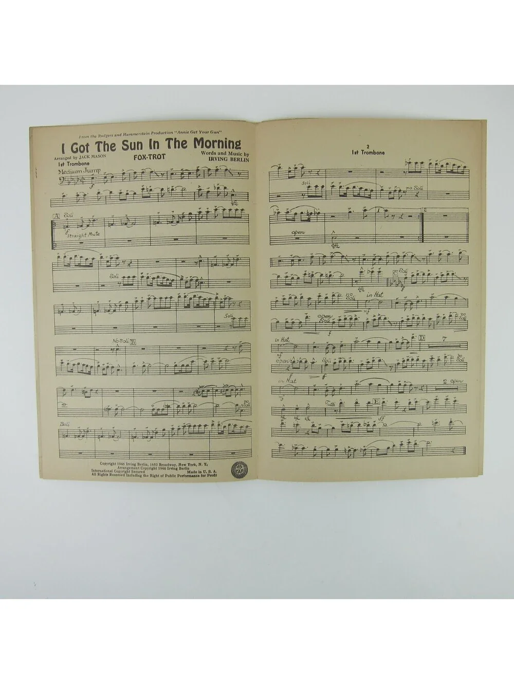 Sheet Music I Got The Sun In The Morning Annie Get Your Gun Irving Berlin 1946
